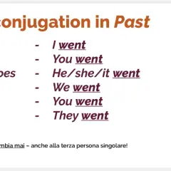 La coniugazione del verbo "andare" al past simple: I went, you went, he/she/it went, we went, you went, they went. La forma non cambia.