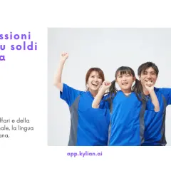 Famiglia felice celebra successi finanziari. Impara 12 espressioni inglesi su soldi e finanza per dominare il business internazionale.