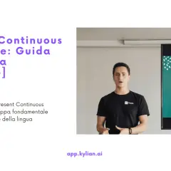 Un uomo spiega il Present Continuous in inglese. Imparare questa forma verbale è fondamentale per progredire.
