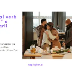 Impara 13 phrasal verbs con "get" e come usarli. Persone si abbracciano, come in una riunione di famiglia.